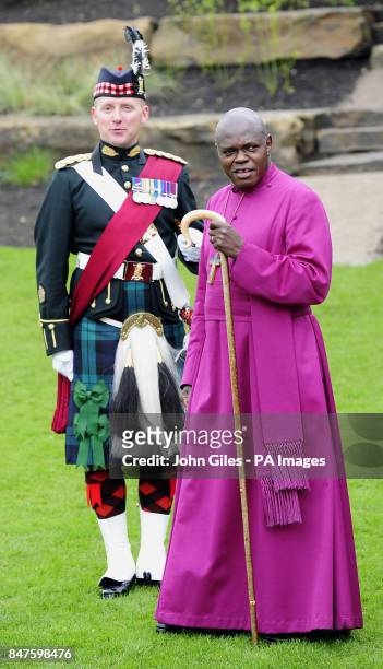 The Archbishop of York Dr John Sentamu, as he inspects soldiers from the 101st Regiment of the Royal Artillery after they fired a 21 Gun salute for...