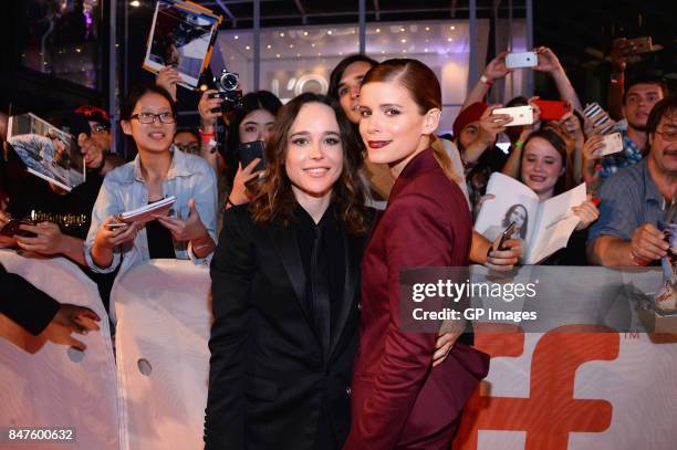 Actresses Ellen Page and Kate Mara attend the "My Days Of Mercy" premiere during the 2017 Toronto International Film Festival at Roy Thomson Hall on...