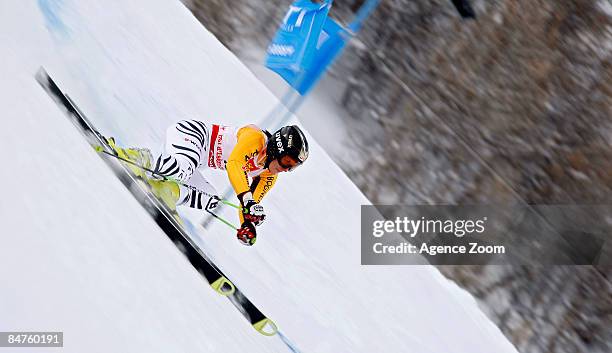 Kathrin Hoelzl of Germany takes 1st place during the Alpine FIS Ski World Championships Women's Giant Slalom event held on the Face de Bellevarde...