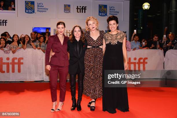 Actresses Kate Mara, Ellen Page, Amy Seimetz and director Tali Shalom-Ezer attend the "My Days Of Mercy" premiere during the 2017 Toronto...