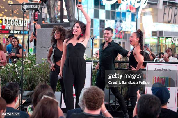 Ana Villafane and cast members from 'On Your Feet!' perform onstage during Viva Broadway Special Event at Duffy Square on September 15, 2017 in New...