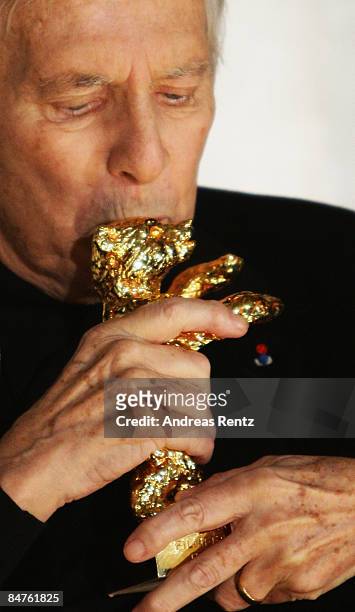 French music composer Maurice Jarre receives an Honorary Golden Bear as part of the 59th Berlin Film Festival at the International cinema on February...