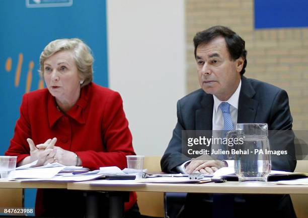 Justice Minister Alan Shatter and Children's Minister Frances Fitzgerald giving a briefing to media on legislation to strengthen the protection of...