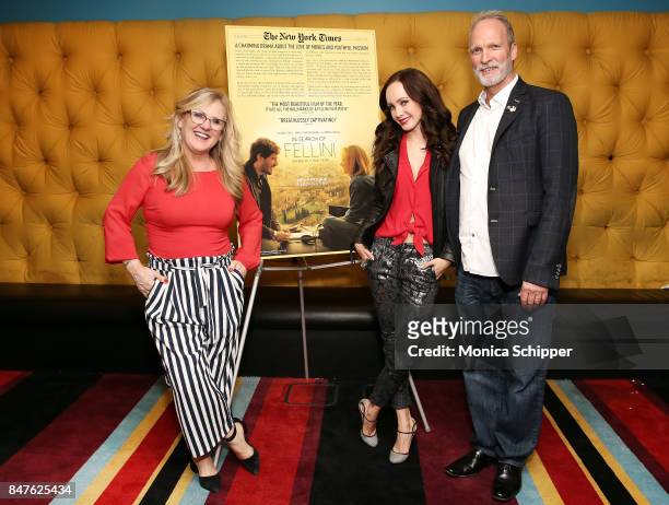 Writer Nancy Cartwright, actress Ksenia Solo and writer Peter Kjenaas attend the "In Search Of Fellini" screening and Q&A at City Cinemas Village...