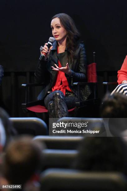 Actress Ksenia Solo speaks during a Q&A following the "In Search Of Fellini" screening at City Cinemas Village East on September 15, 2017 in New York...