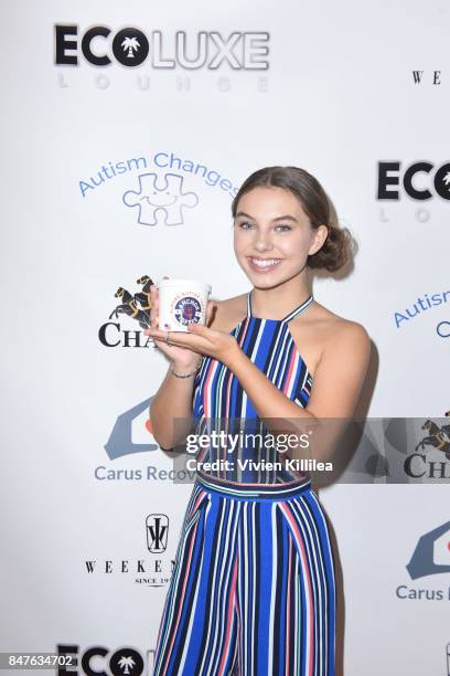 Caitlin Carmichael attends the EcoLuxe Pre-Awards Party on September 15, 2017 in Beverly Hills, California.