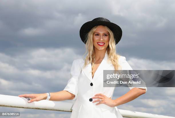 Phoebe Burgess attends Colgate Optic White Stakes Day at Royal Randwick Racecourse on September 16, 2017 in Sydney, Australia.