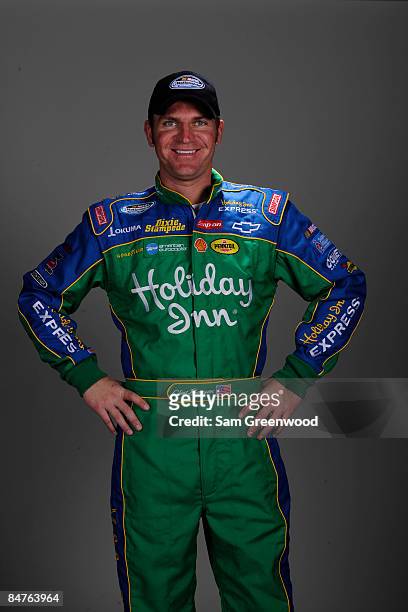 Clint Bowyer, driver of the Holiday Inn Chevrolet, poses during NASCAR media day at Daytona International Speedway on February 5, 2008 in Daytona,...