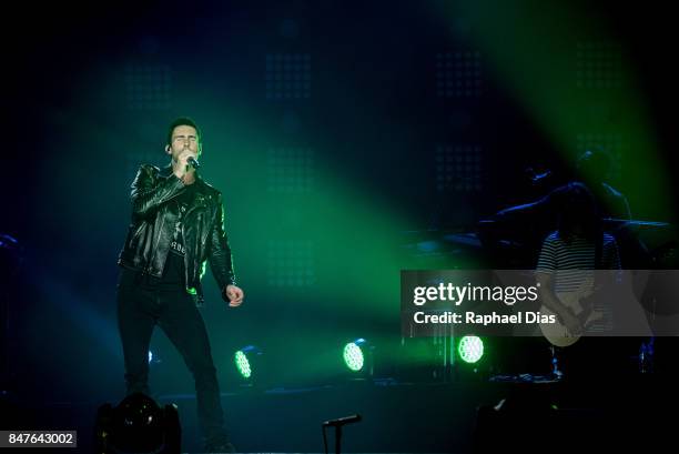 Adam Levine and James Valentine from Maroon 5 perfotm at day 1 of Rock in Rio on September 15, 2017 in Rio de Janeiro, Brazil. *** Adam Levine; James...