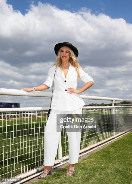 Phoebe Burgess attends Colgate Optic White Stakes Day at Royal Randwick Racecourse on September 16, 2017 in Sydney, Australia.