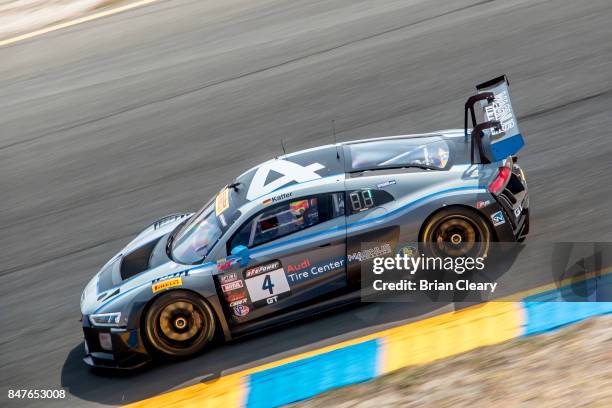 Pierre Kaffer, of Germany, drives the Audi RS 8 LMS on the track during practice for the GoPro Grand Prix of Sonoma at Sonoma Raceway on September...