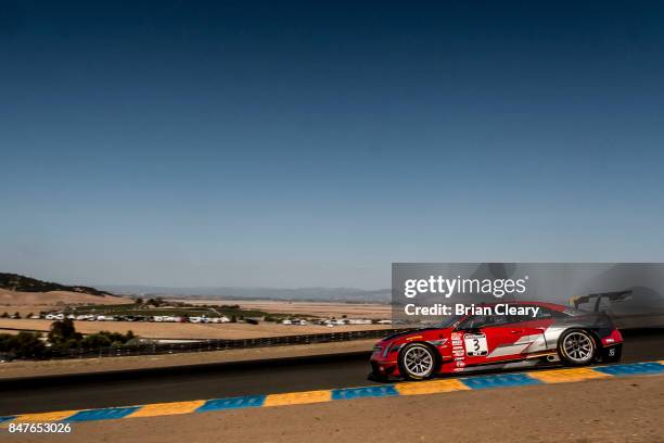 Johnny O'Connell drives the Cadillac ATS-V.R on the track during practice for the GoPro Grand Prix of Sonoma at Sonoma Raceway on September 15, 2017...