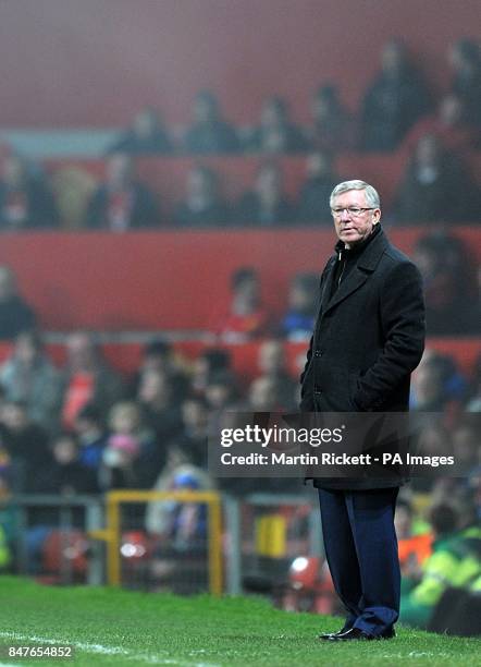 Manchester United manager Sir Alex Ferguson on the touchline.