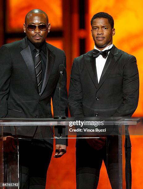 Actors Omar Epps and Nate Parker speak during the 40th NAACP Image Awards held at the Shrine Auditorium on February 12, 2009 in Los Angeles,...