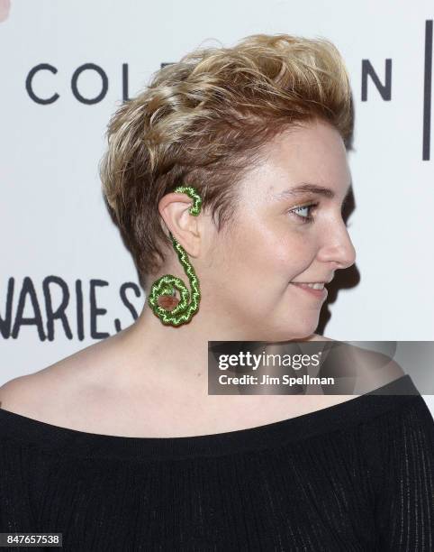 Actress Lena Dunham, Hair/jewelry detail, attends The 2nd Anniversary Party for Lenny, in partnership with Cole Haan at The Jane Hotel on September...