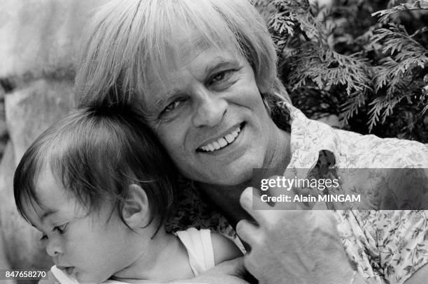 Actor Klaus Kinski with son Nikolai in July 1977 in Paris, France.