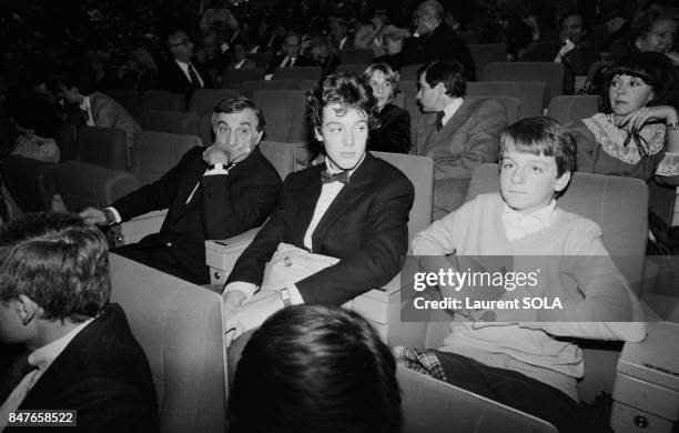 Actor Lino Ventura, left, at the Palais des Congres for the premiere of movie Les Miserables, on October 18, 1982 in Paris, France.