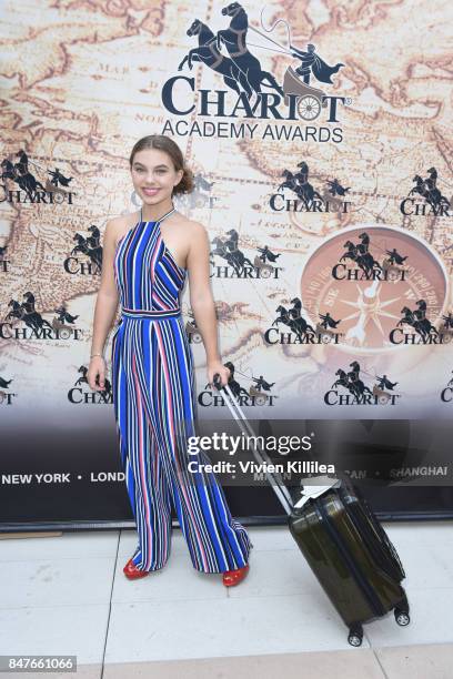 Caitlin Carmichael attends the EcoLuxe Pre-Awards Party on September 15, 2017 in Beverly Hills, California.