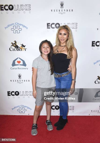 Ava Goldsmith and Tess Broussard attend the EcoLuxe Pre-Awards Party on September 15, 2017 in Beverly Hills, California.