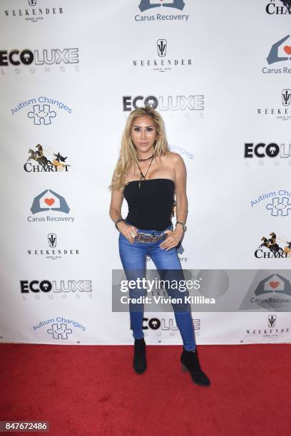 Tess Broussard attends the EcoLuxe Pre-Awards Party on September 15, 2017 in Beverly Hills, California.