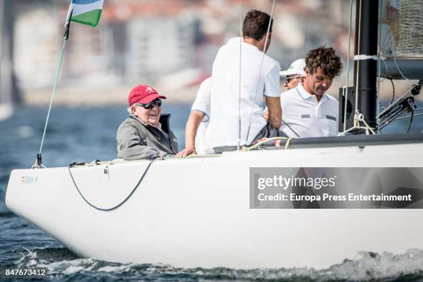 King Juan Carlos attends the 3th King Juan Carlos I El Corte Ingles Master Sailing Award at Real Club Nautico on September 10, 2017 in Sanxenxo,...