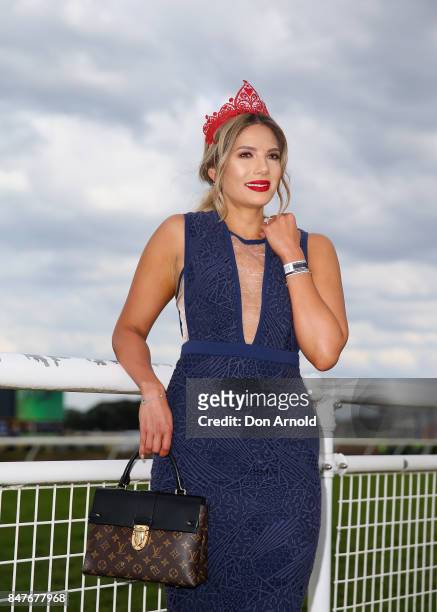 Amy Marie Coomber attends Colgate Optic White Stakes Day at Royal Randwick Racecourse on September 16, 2017 in Sydney, Australia.