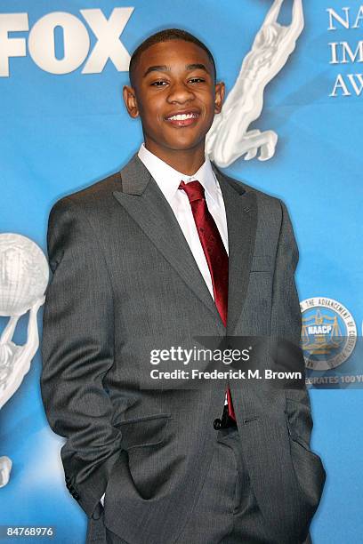 Actor Justin Martin poses in the press room during the 40th NAACP Image Awards held at the Shrine Auditorium on February 12, 2009 in Los Angeles,...