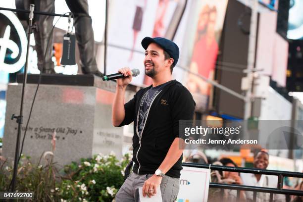 Lin-Manuel Miranda attends Viva Broadway to kick off Hispanic Heritage Month at Duffy Square in Times Square on September 15, 2017 in New York City.
