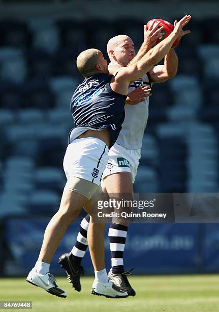 Paul Chapman of the Cats marks during a Geelong Cats Intra-Club Match at Skilled Stadium on February 13, 2009 in Melbourne, Australia.