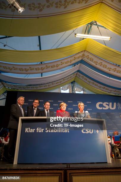 Gerd M¸ller, Dr. Volker Ullrich, Dr. Angela Merkell, Claudia von Brauchitsch, Dr. Kurt Grib during an election campaign stop on September 12, 2017 in...