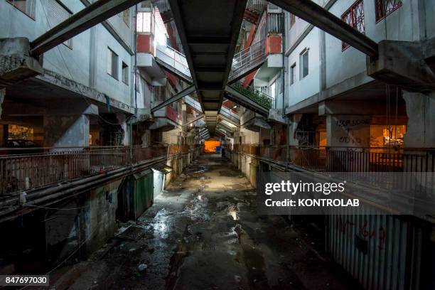 Internal view from the Vele building in the Scampia area in the suburb of Naples. The northern Neapolitan suburb of Scampia is notorious for its drug...