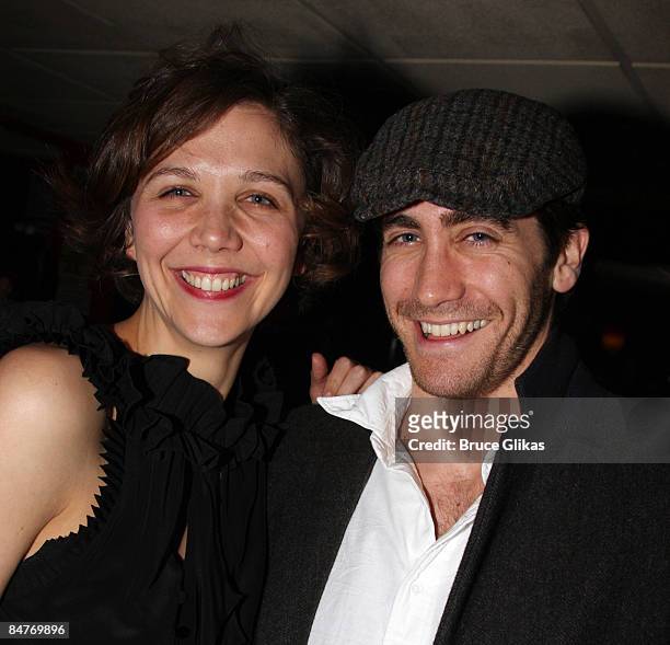 Maggie Gyllenhaal and Jake Gyllenhaal attend the after party for the off-broadway opening night of "Uncle Vanya" at Pangea on February 12, 2009 in...