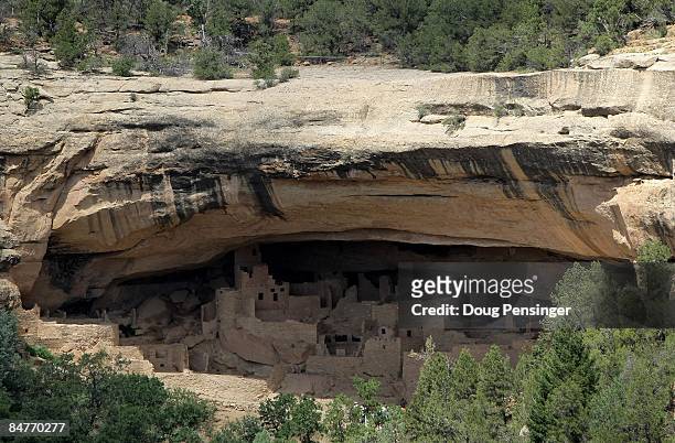 Cliff Dwellings are the major attraction as visitors attend Mesa Verde National Park on August 7, 2008 in Mesa Verde, Colorado. Mesa Verde, Spanish...