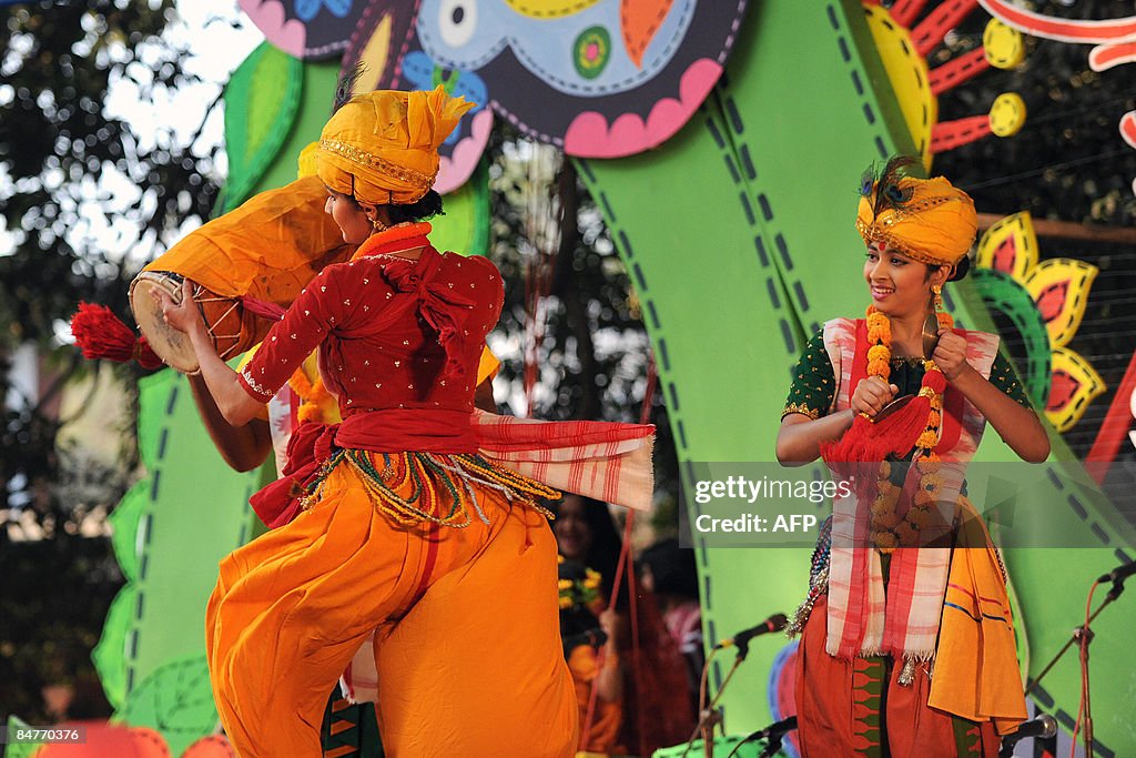 Bangladeshi performers participate in a