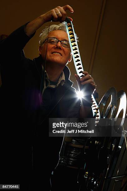 Ian Kerr the projectionist at the Hippodrome cinema in Bo'ness on February 12, 2009 in Scotland. The Hippodrome, Scotland's oldest purpose built...