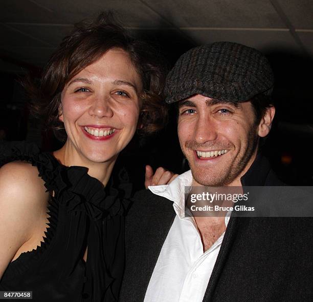 Maggie Gyllenhaal and Jake Gyllenhaal attend the after party for the off-broadway opening night of "Uncle Vanya" at Pangea on February 12, 2009 in...