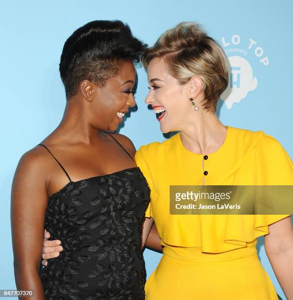 Actress Samira Wiley and wife Lauren Morelli attend Variety and Women In Film's 2017 pre-Emmy celebration at Gracias Madre on September 15, 2017 in...