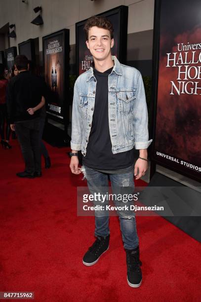 Israel Broussard attends Halloween Horror Nights Opening Night Red Carpet at Universal Studios Hollywood on September 15, 2017 in Universal City,...