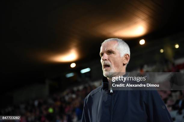 Francis Gillot Coach of Auxerre during the Ligue 2 match between Nimes and Aj auxerre on September 15, 2017 in Nimes, France.