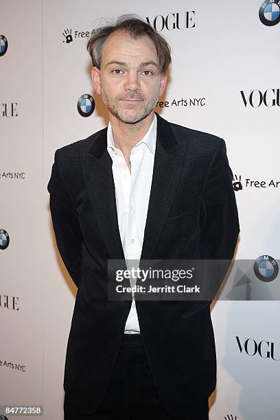 Designer Adrian van Hooydonk attends a charity benefit cocktail party hosted by BMW & Vogue on February 12, 2009 in New York City.