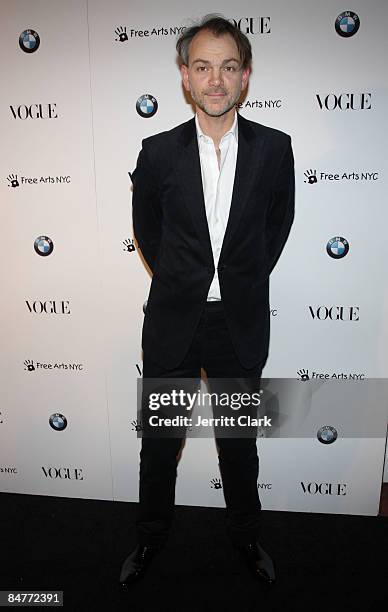 Designer Adrian van Hooydonk attends a charity benefit cocktail party hosted by BMW & Vogue on February 12, 2009 in New York City.
