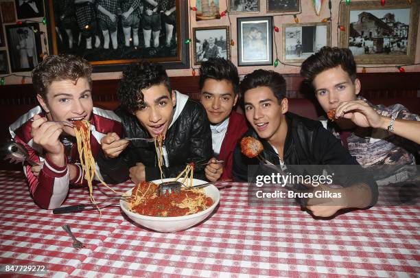 Brady Tutton, Drew Ramos, Sergio Calderon, Chance Perez and Michael Conor of "In Real Life" the grand prize winner of ABC's "Boy Band" visit Planet...