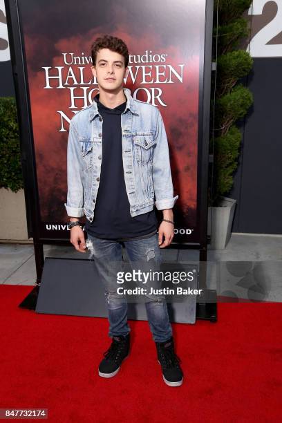 Israel Broussard attends the Universal Studios Halloween Horror Nights Opening Night at Universal Studios Hollywood on September 15, 2017 in...