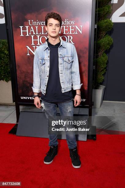 Israel Broussard attends the Universal Studios Halloween Horror Nights Opening Night at Universal Studios Hollywood on September 15, 2017 in...