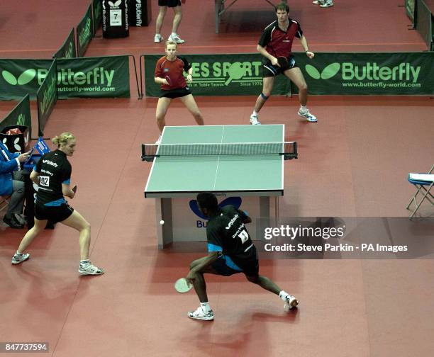 Darius Kinght and Kelly Sibley in action against Chris Doran & Hannah Hicks top in the Mixed doubles final during day two of the ETTA National...