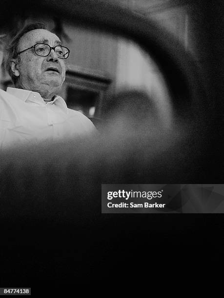 Classical pianist Alfred Brendel poses for a portrait shoot for Gramaphone magazine in London on October 20, 2008.