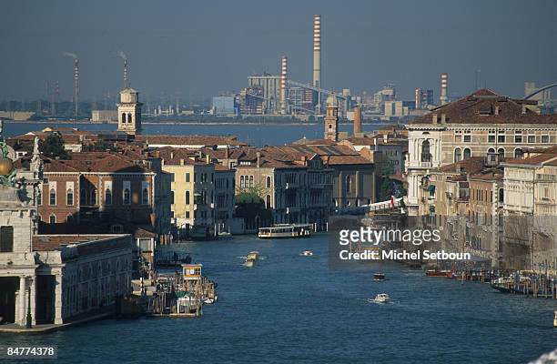 The Grand Canal , in the distance the industrial district of Mestre on January 15, 2009 in Venice, Italy.