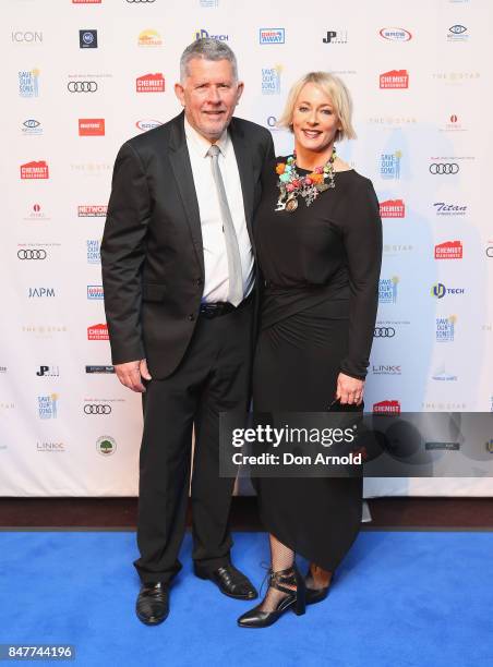 Harley Oliver and Amanda Keller attends the Save Our Sons Gala at The Star on September 16, 2017 in Sydney, Australia.