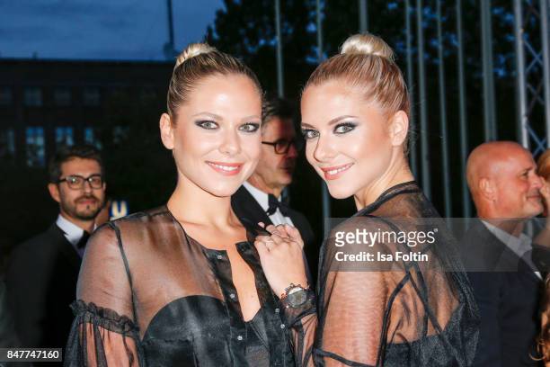 German actress Cheyenne Pahde and her sister German actress Valentina Pahde attend the UFA 100th anniversary celebration at Palais am Funkturm on...