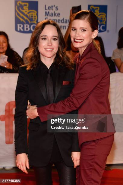 Actress Ellen Page and Kate Mara attend the 'My Days Of Mercy' premiere during the 2017 Toronto International Film Festival at Roy Thomson Hall on...